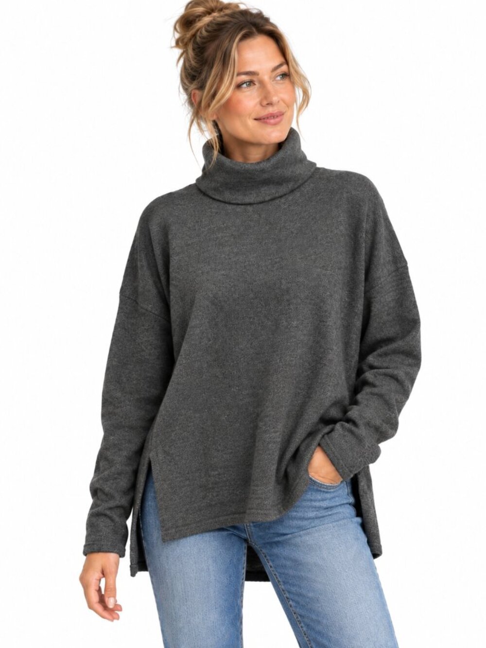 Cuyana Womens Oversized Turtleneck Sweater 100% Baby Alpaca Poncho EUC Size XS/S